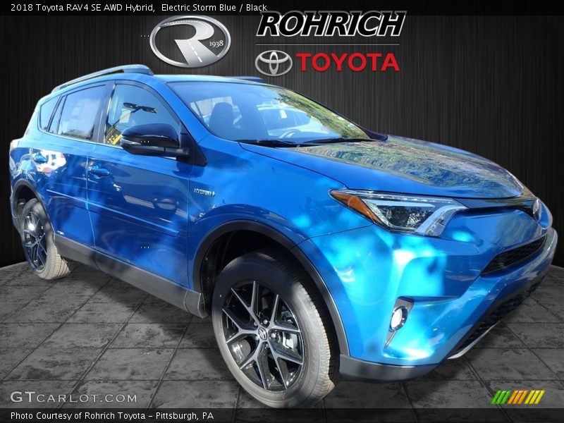 Electric Storm Blue / Black 2018 Toyota RAV4 SE AWD Hybrid