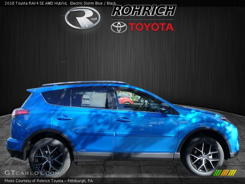 Electric Storm Blue / Black 2018 Toyota RAV4 SE AWD Hybrid