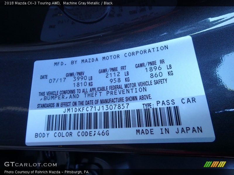 Machine Gray Metallic / Black 2018 Mazda CX-3 Touring AWD
