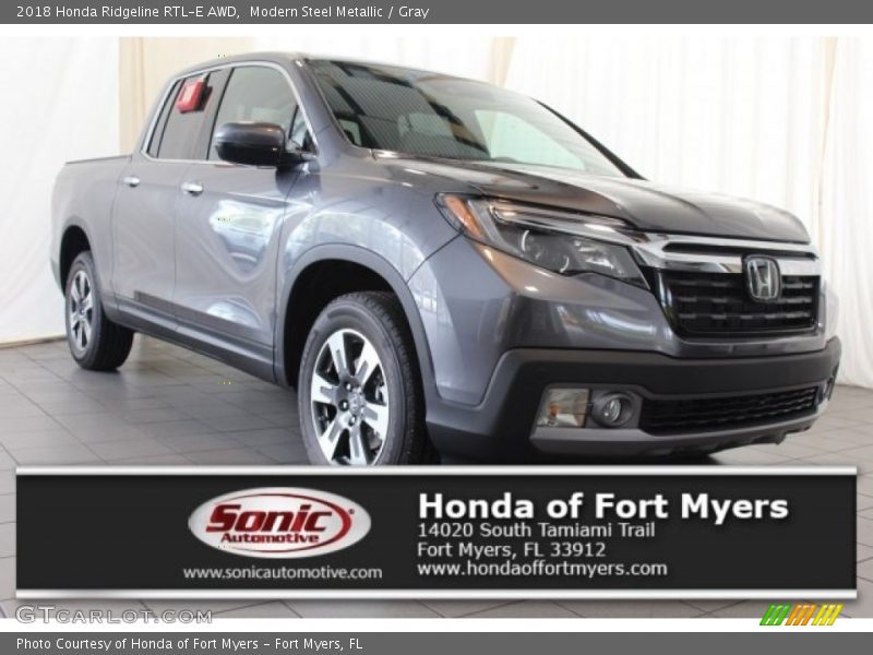 Modern Steel Metallic / Gray 2018 Honda Ridgeline RTL-E AWD