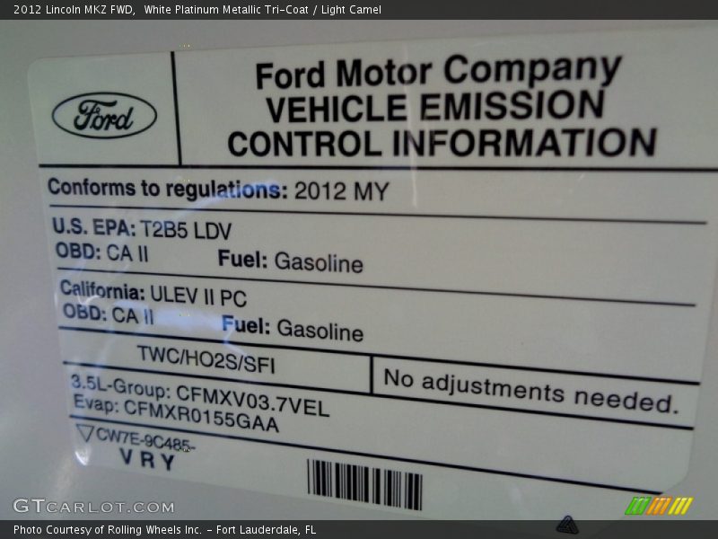 White Platinum Metallic Tri-Coat / Light Camel 2012 Lincoln MKZ FWD