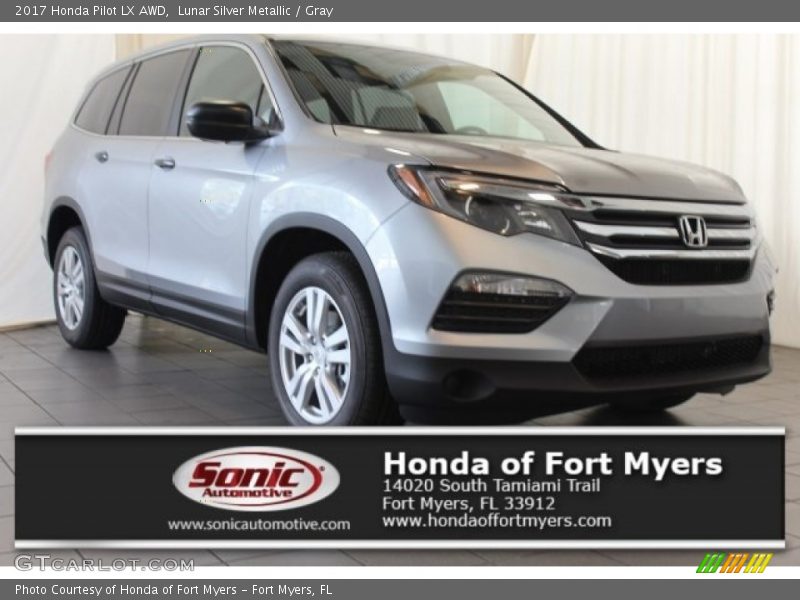 Lunar Silver Metallic / Gray 2017 Honda Pilot LX AWD