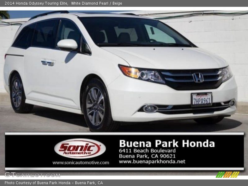 White Diamond Pearl / Beige 2014 Honda Odyssey Touring Elite
