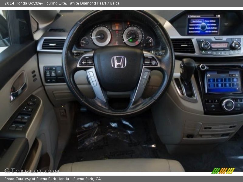 White Diamond Pearl / Beige 2014 Honda Odyssey Touring Elite