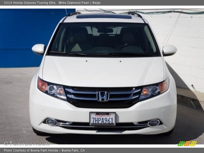 White Diamond Pearl / Beige 2014 Honda Odyssey Touring Elite