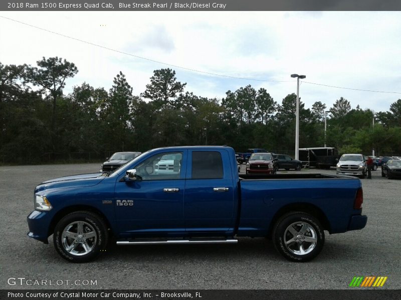 Blue Streak Pearl / Black/Diesel Gray 2018 Ram 1500 Express Quad Cab