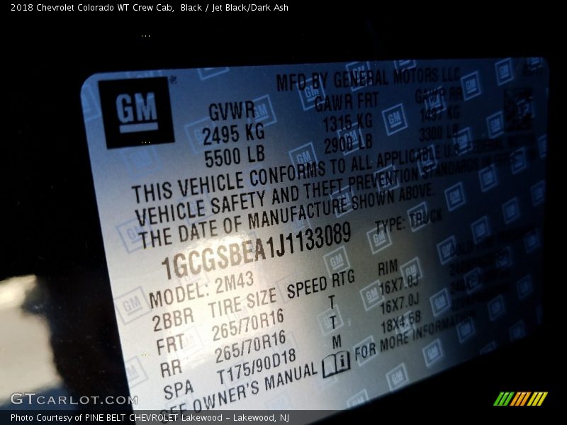 Black / Jet Black/Dark Ash 2018 Chevrolet Colorado WT Crew Cab