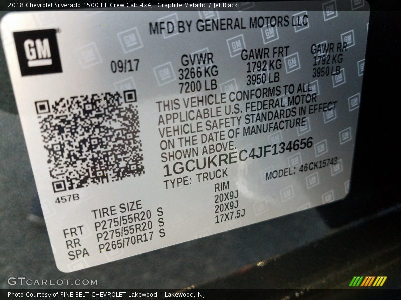 Graphite Metallic / Jet Black 2018 Chevrolet Silverado 1500 LT Crew Cab 4x4