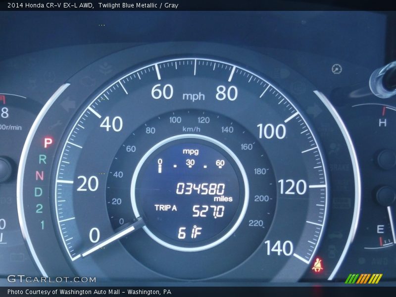 Twilight Blue Metallic / Gray 2014 Honda CR-V EX-L AWD