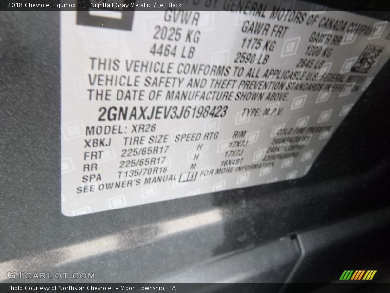 Nightfall Gray Metallic / Jet Black 2018 Chevrolet Equinox LT