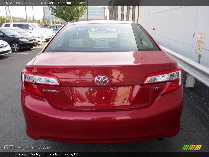Barcelona Red Metallic / Ivory 2012 Toyota Camry L