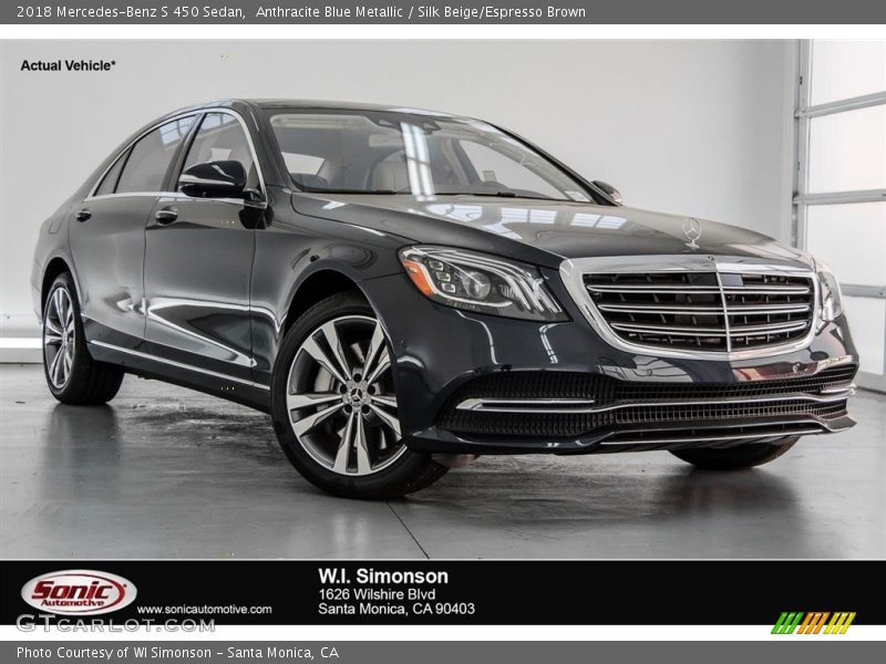 Anthracite Blue Metallic / Silk Beige/Espresso Brown 2018 Mercedes-Benz S 450 Sedan