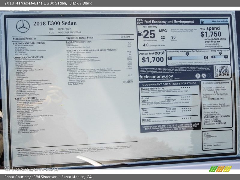 Black / Black 2018 Mercedes-Benz E 300 Sedan