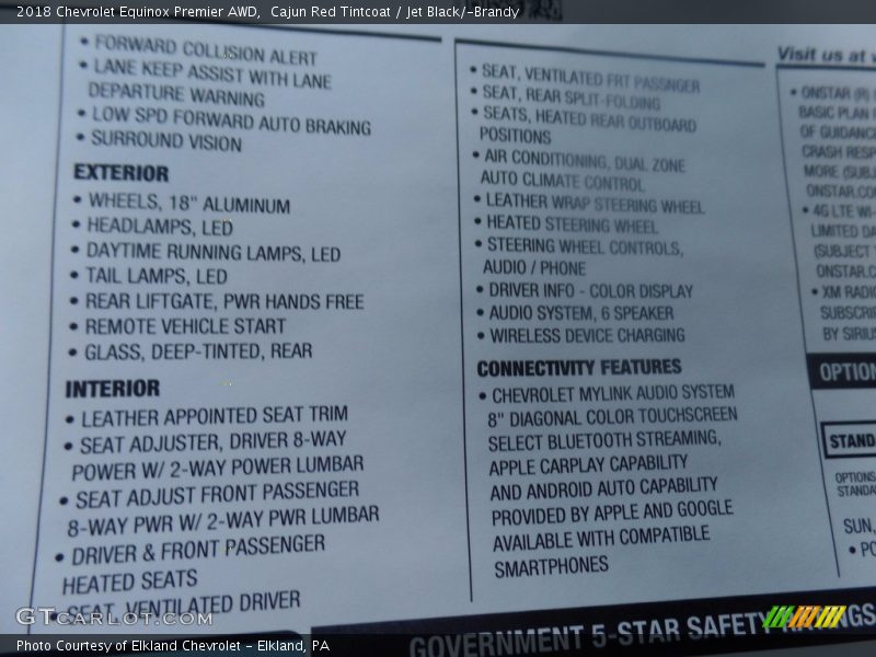Cajun Red Tintcoat / Jet Black/­Brandy 2018 Chevrolet Equinox Premier AWD
