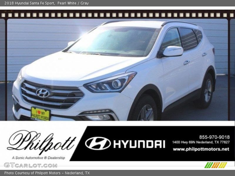 Pearl White / Gray 2018 Hyundai Santa Fe Sport