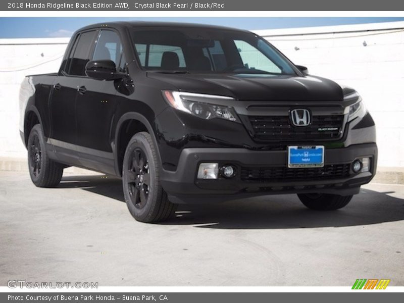 Crystal Black Pearl / Black/Red 2018 Honda Ridgeline Black Edition AWD