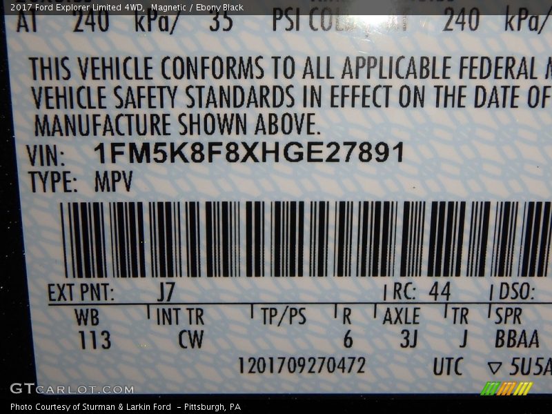 Magnetic / Ebony Black 2017 Ford Explorer Limited 4WD