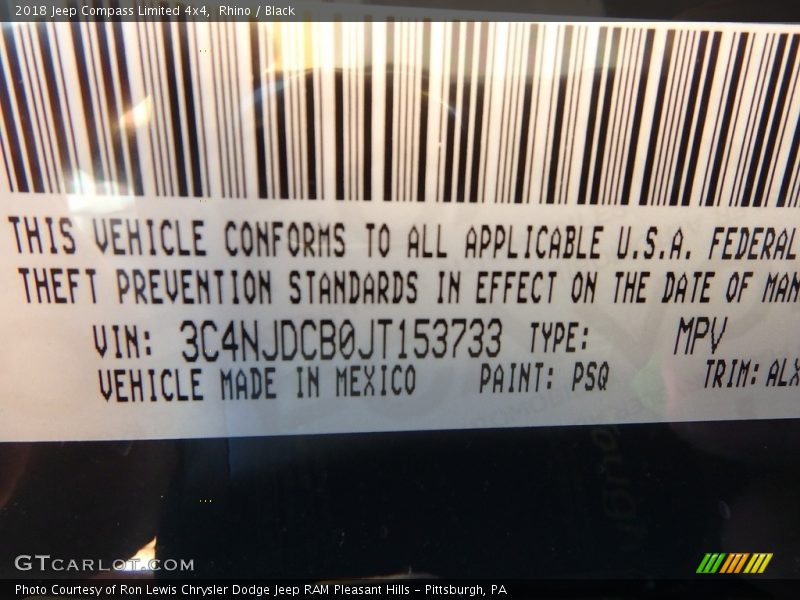 Rhino / Black 2018 Jeep Compass Limited 4x4
