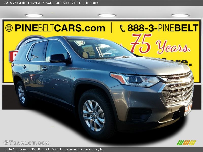 Satin Steel Metallic / Jet Black 2018 Chevrolet Traverse LS AWD