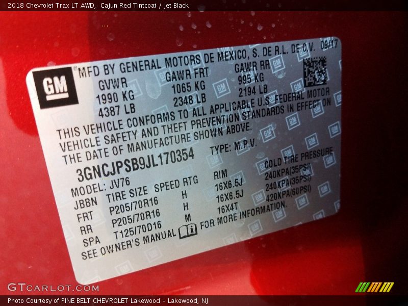 Cajun Red Tintcoat / Jet Black 2018 Chevrolet Trax LT AWD