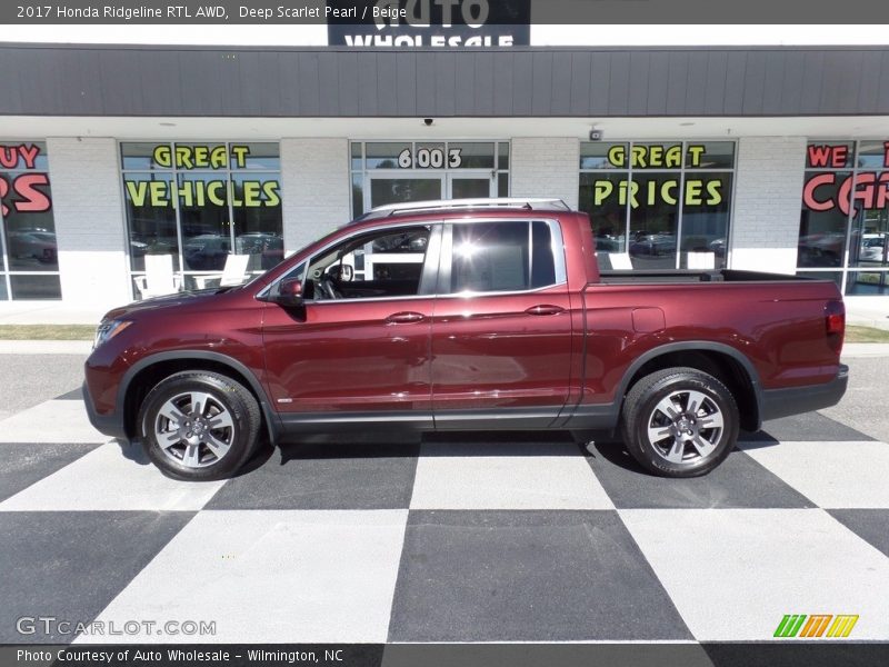 Deep Scarlet Pearl / Beige 2017 Honda Ridgeline RTL AWD