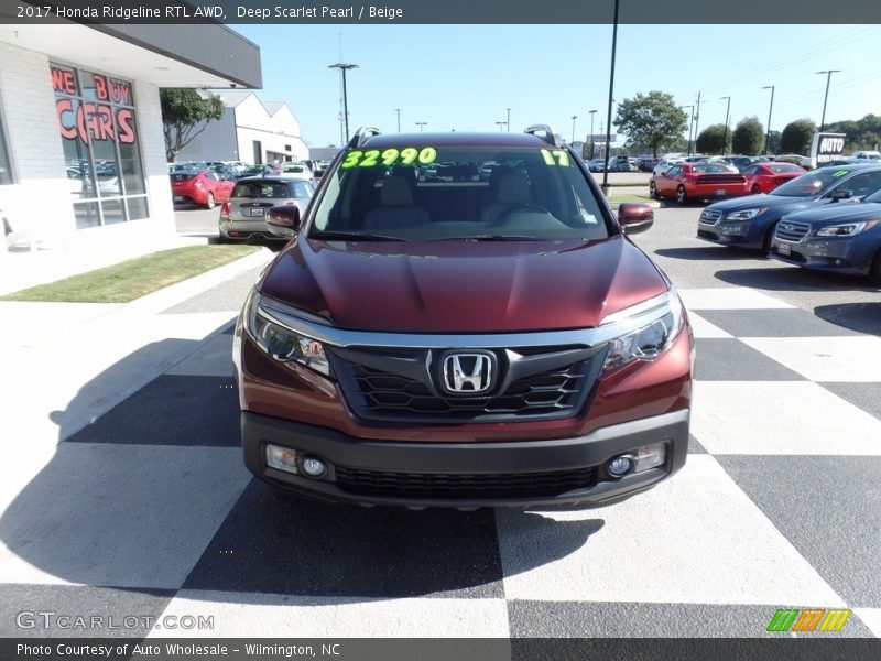 Deep Scarlet Pearl / Beige 2017 Honda Ridgeline RTL AWD