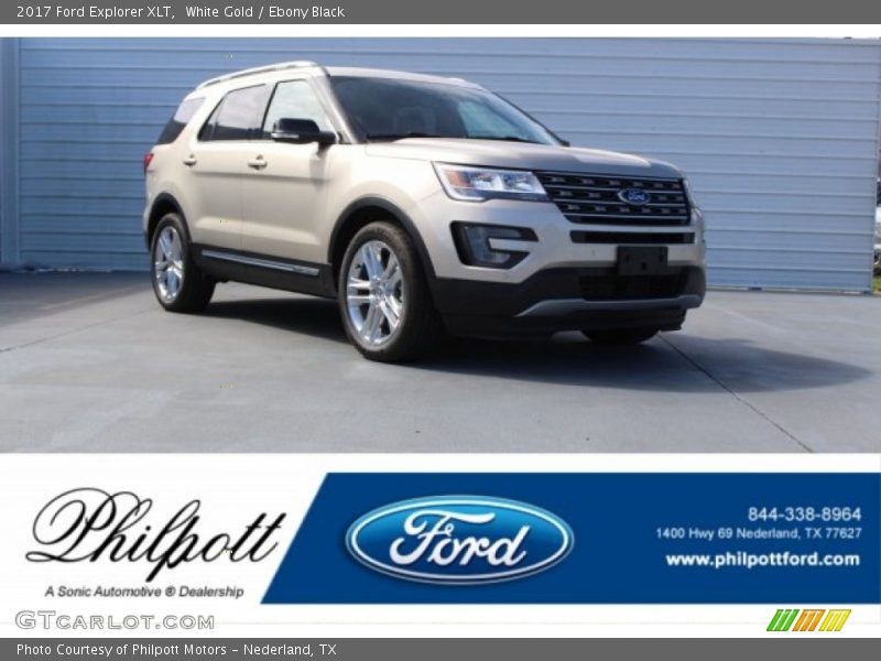 White Gold / Ebony Black 2017 Ford Explorer XLT