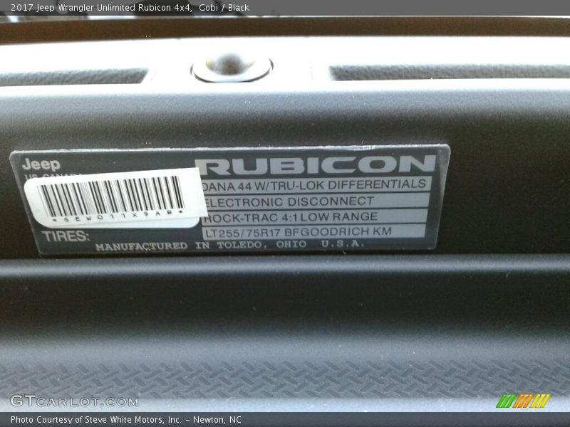 Gobi / Black 2017 Jeep Wrangler Unlimited Rubicon 4x4