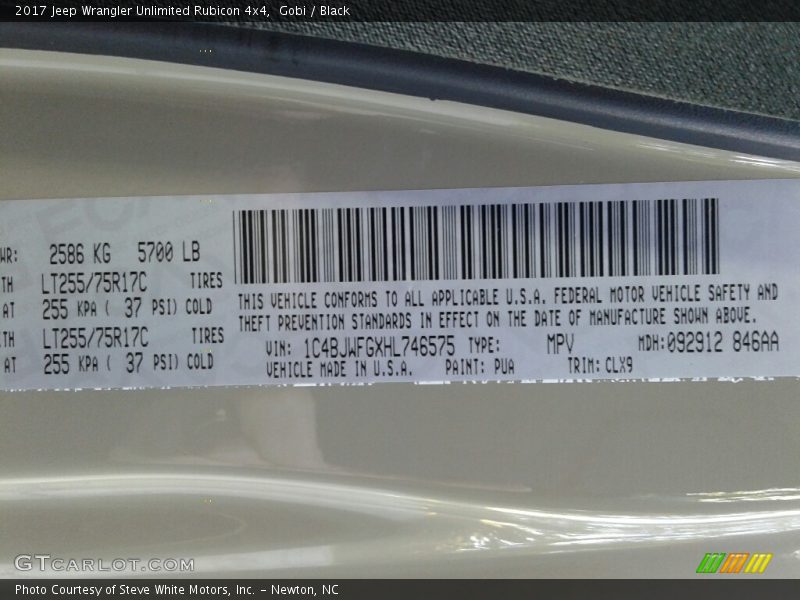 Gobi / Black 2017 Jeep Wrangler Unlimited Rubicon 4x4