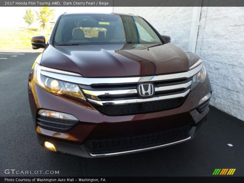 Dark Cherry Pearl / Beige 2017 Honda Pilot Touring AWD