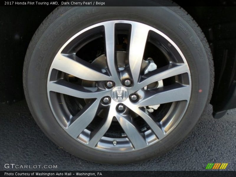 Dark Cherry Pearl / Beige 2017 Honda Pilot Touring AWD