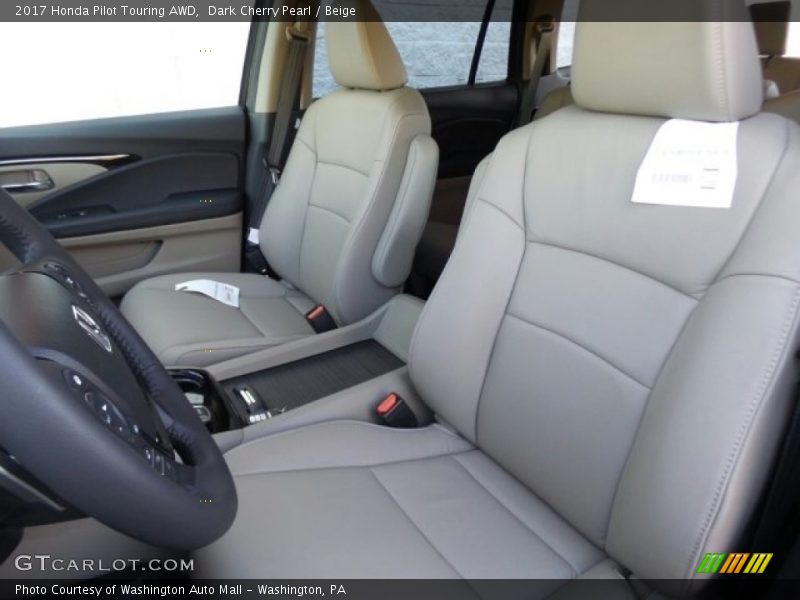 Dark Cherry Pearl / Beige 2017 Honda Pilot Touring AWD