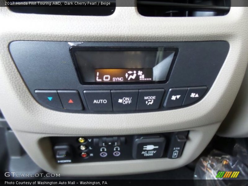 Dark Cherry Pearl / Beige 2017 Honda Pilot Touring AWD