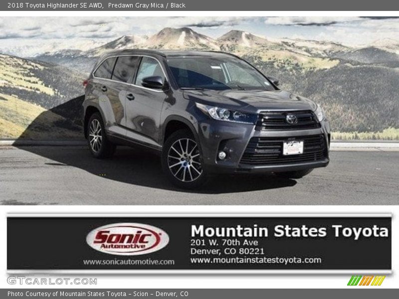 Predawn Gray Mica / Black 2018 Toyota Highlander SE AWD