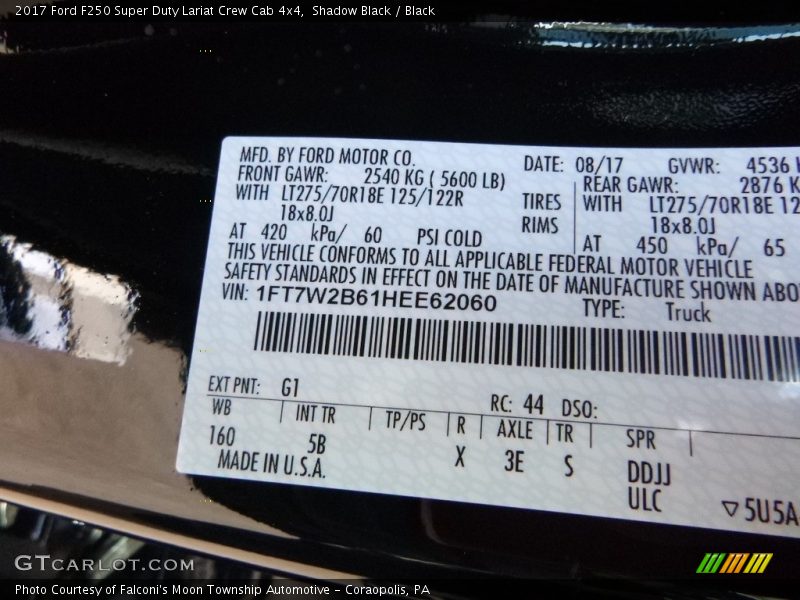 Shadow Black / Black 2017 Ford F250 Super Duty Lariat Crew Cab 4x4