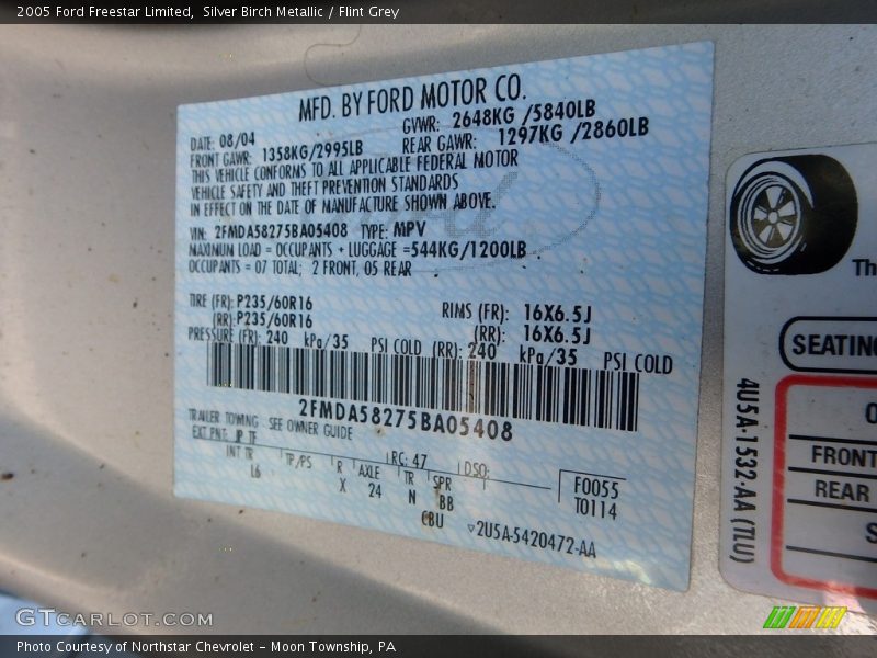 Silver Birch Metallic / Flint Grey 2005 Ford Freestar Limited