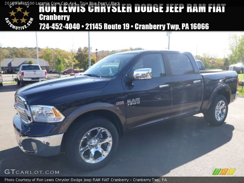 True Blue Pearl / Black 2018 Ram 1500 Laramie Crew Cab 4x4