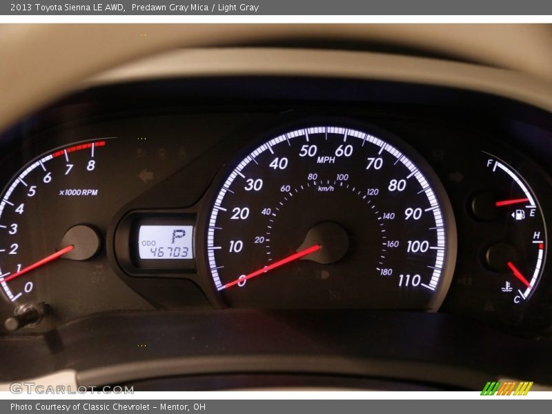 Predawn Gray Mica / Light Gray 2013 Toyota Sienna LE AWD