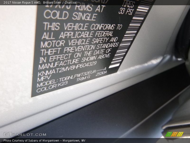 Brilliant Silver / Charcoal 2017 Nissan Rogue S AWD