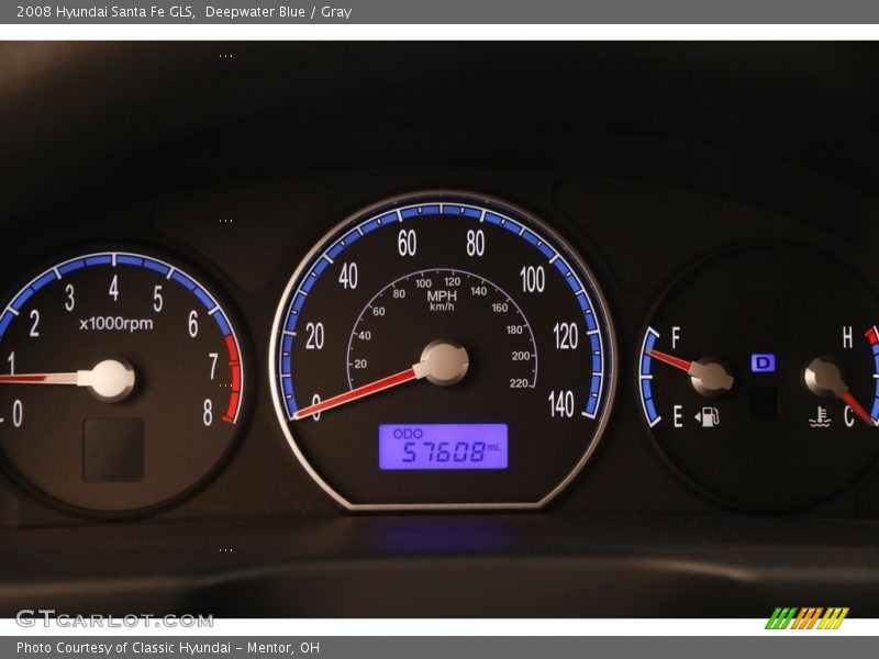 Deepwater Blue / Gray 2008 Hyundai Santa Fe GLS