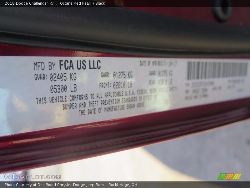 Octane Red Pearl / Black 2018 Dodge Challenger R/T