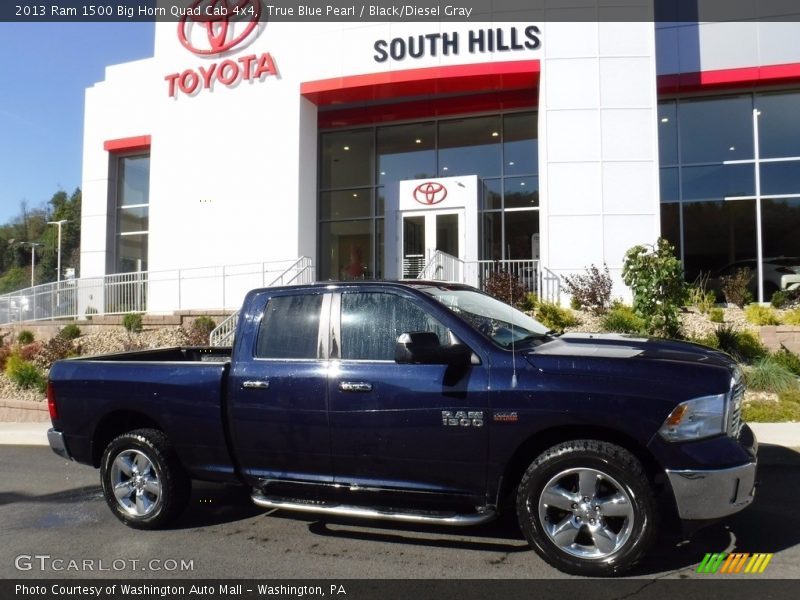 True Blue Pearl / Black/Diesel Gray 2013 Ram 1500 Big Horn Quad Cab 4x4