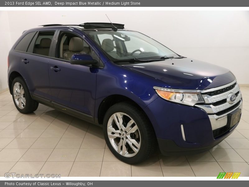 Deep Impact Blue Metallic / Medium Light Stone 2013 Ford Edge SEL AWD