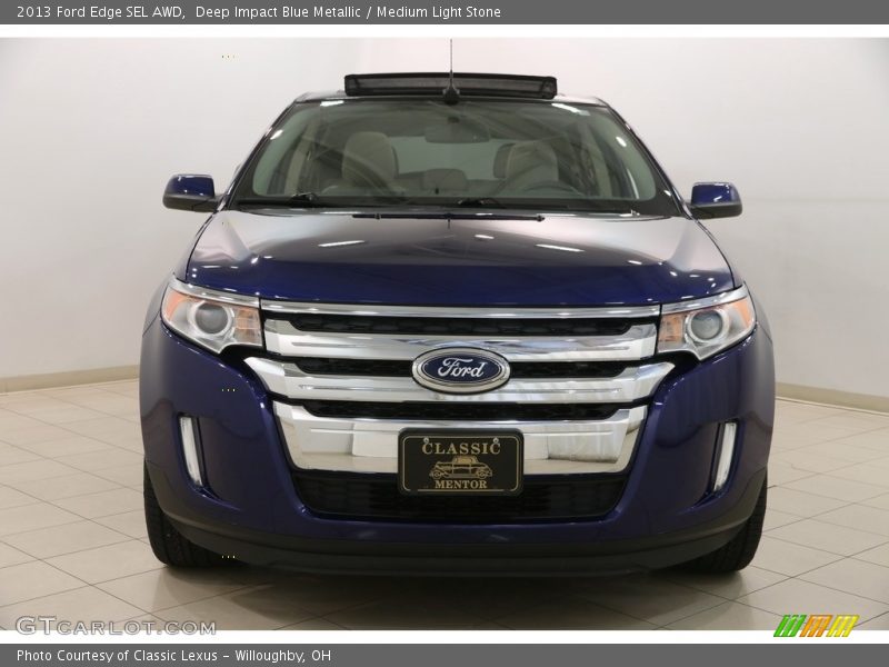 Deep Impact Blue Metallic / Medium Light Stone 2013 Ford Edge SEL AWD