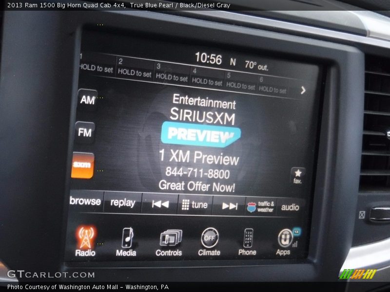 True Blue Pearl / Black/Diesel Gray 2013 Ram 1500 Big Horn Quad Cab 4x4