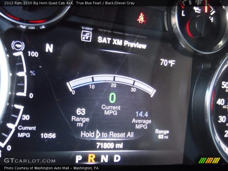 True Blue Pearl / Black/Diesel Gray 2013 Ram 1500 Big Horn Quad Cab 4x4