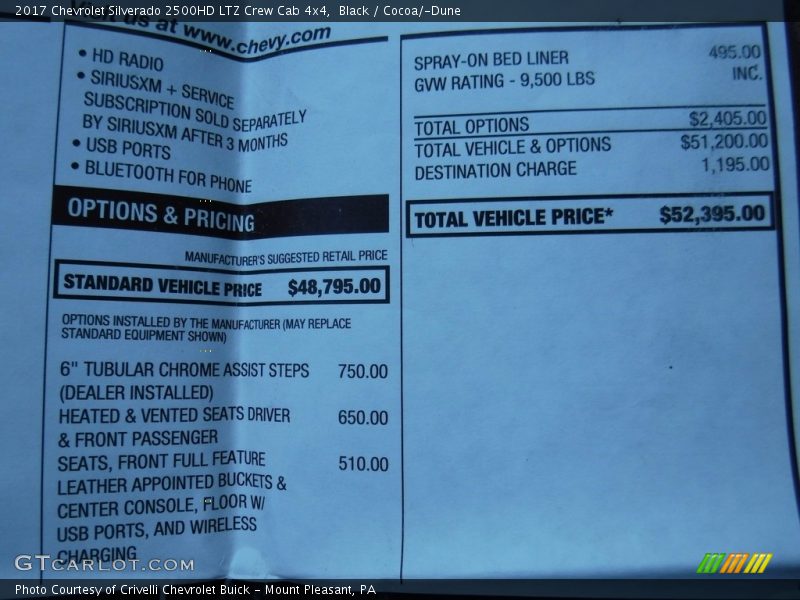Black / Cocoa/­Dune 2017 Chevrolet Silverado 2500HD LTZ Crew Cab 4x4
