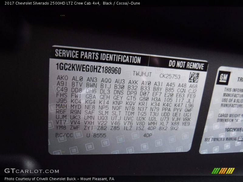 Black / Cocoa/­Dune 2017 Chevrolet Silverado 2500HD LTZ Crew Cab 4x4