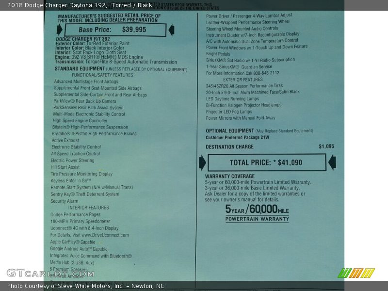 Torred / Black 2018 Dodge Charger Daytona 392