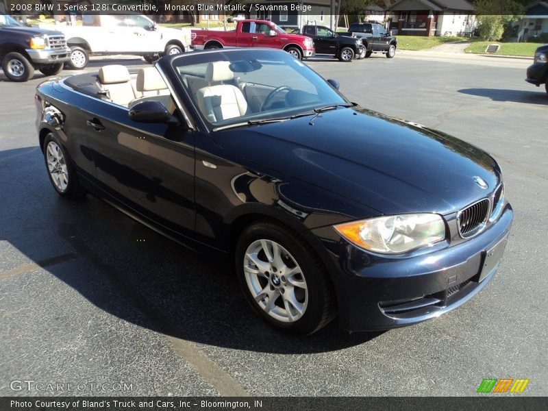 Monaco Blue Metallic / Savanna Beige 2008 BMW 1 Series 128i Convertible